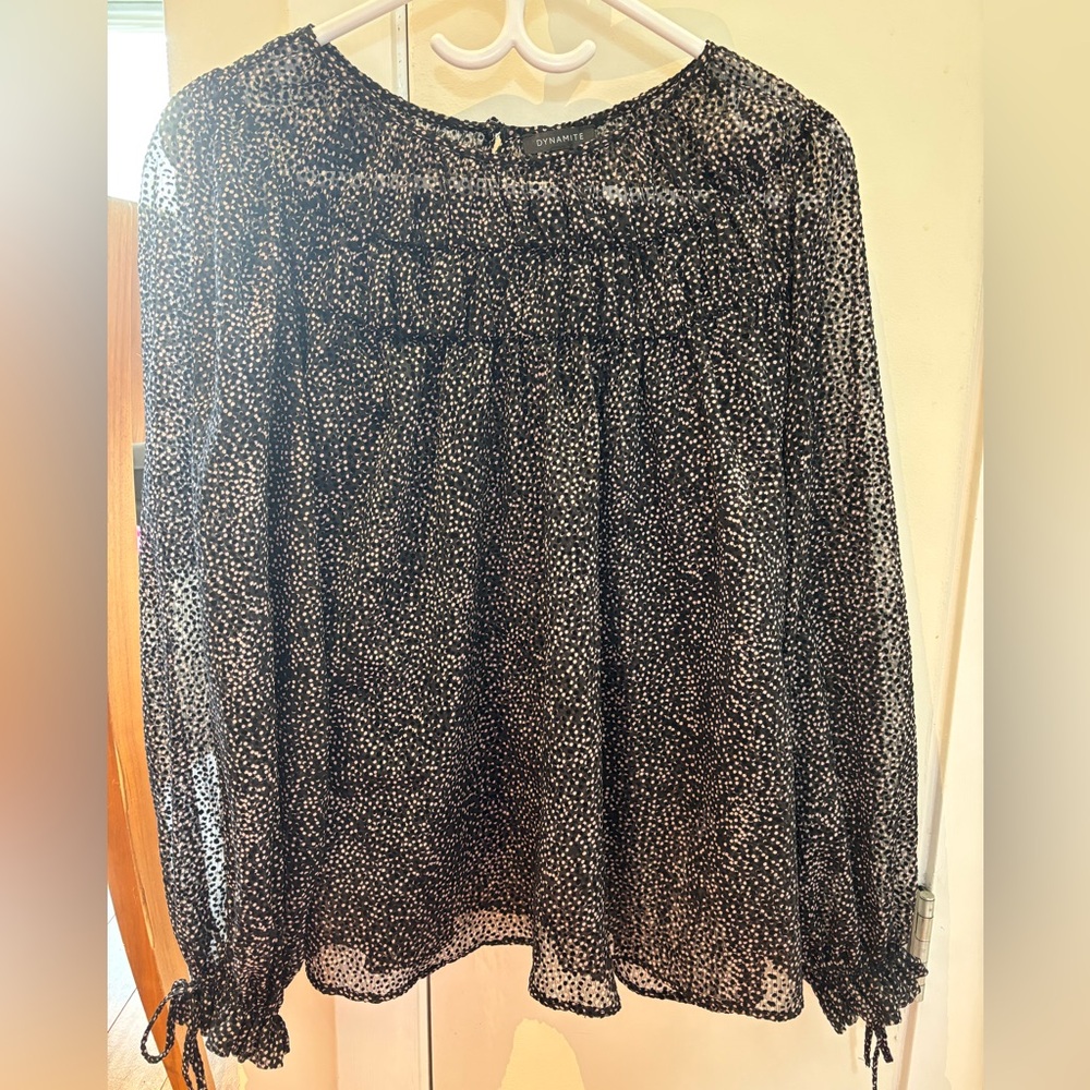 Dynamite Sheer Polka Dot blouse